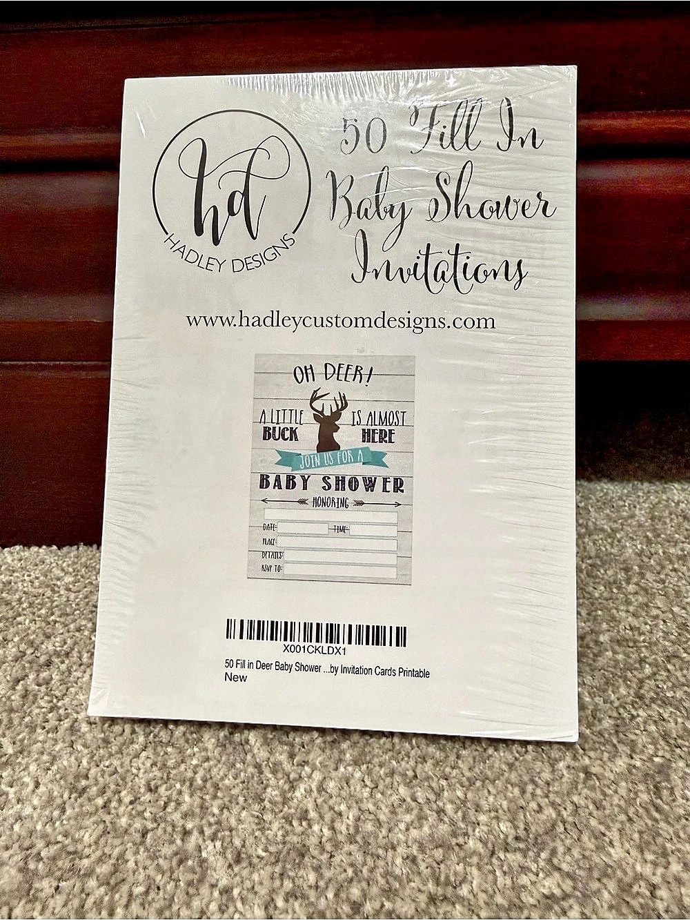 NWT- Hadley Designs Oh Deer Baby Shower Invitations Woodland #50 (New & Sealed)